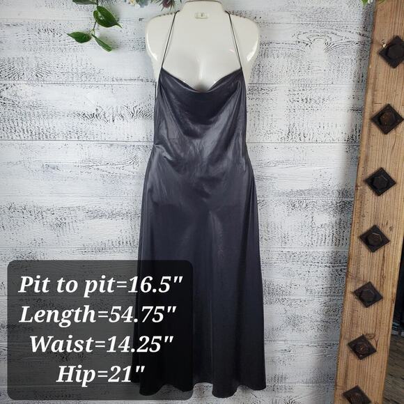 Zara Slip Satin Backless Black Cowl Neck Cocktail Evening Dress New With Tag - Picture 11 of 14